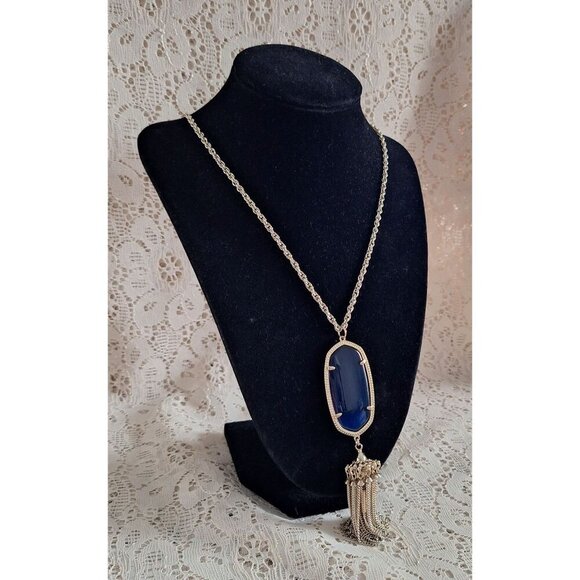 EUC Kendra Scott Rayne Long Pendant Necklace in Dark Blue - Picture 2 of 11